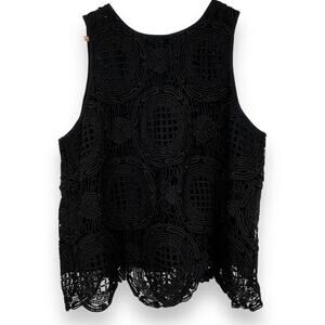 Banana Republic Lace Sleeveless Blouse Women’s M Black Lined Casual Resortwear